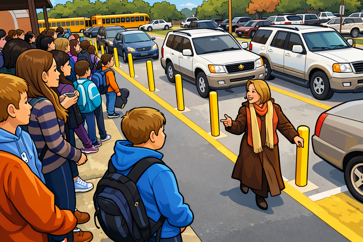 School dismissal car line queue management